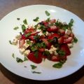 Salade aux fraises, basilic et feta