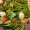 Salade de concombre et oeufs de caille