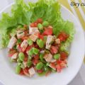 Salade de fèves & poulet, sauce vierge