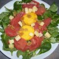 Salade de mache aux pamplemousses et polenta,[...]