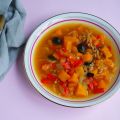Potage courge, poivrons, olives, coquillettes[...]