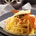 Spaguettis Carbonara à la viande des Grisons