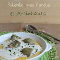 Polenta avec fondue de fromages et artichauts