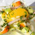 Salade de riz à l'orange et au surimi