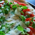 Pizza à la ricotta, tomates et mozzarella