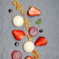 Panna cotta, fraises et sablé breton