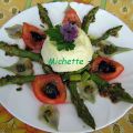 Oeuf soufflé, artichauts, asperge, tomate et[...]