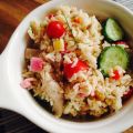 Salade de riz à la façon d'un gyros au poulet
