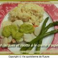 Saint-Jacques et risotto à la crème d'asperges