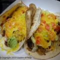 Tacos gratinés au boeuf, haricots à la tomate ,[...]