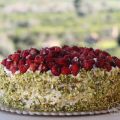 Tarte avec chantilly et fraises de bois