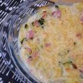 Gratin de pommes de terre, courgettes et jambon