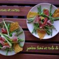 Asperges crues et cuites, jambon fumé et tuile[...]