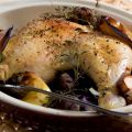 Chapon rôti au confit de châtaignes