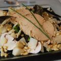 Salade de foie gras, poires et champignons