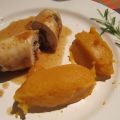 Poulet roulé aux cèpes et purée de patate douce.