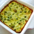 Clafoutis petits pois, asperges et courgette