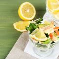 Verrine crevettes, clémentine et guacamole