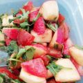 Salade fraises-pommes-roquette