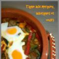 Tajine aux merguez, aubergines et oeufs,[...]