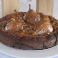 gâteau poire, chocolat, noix et caramel