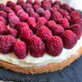 Tarte aux framboises sur sablé breton
