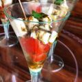 Verrines de tomate, pesto et mozzarella