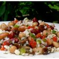 Salade de pois chiches, riz et raisins secs