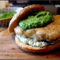 Burger fish and mashed peas