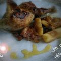 Cailles braisées au miel et aux pommes raisins