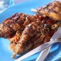 Cuisses de poulet tandoori en basquaise
