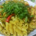 penne sans gluten sauce crevettes au curry fort