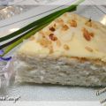 Gâteau neige, glaçage au chocolat blanc