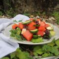Salade de pastèque, concombre, feta, olives et[...]