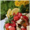 Salade de melon d'eau, féta et poires