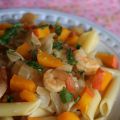 pâtes aux crevettes, gingembre et potimarron