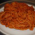 Spaghetti sauce tomate épicée au jambon