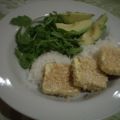 Riz et tofu au sésame, sauce au tahini