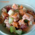 Salade polynésienne : saumon cru au lait de coco