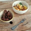 Hampe de bœuf sauce soja et échalotes et pommes[...]