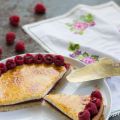 Tarte aux framboises et crème brûlée