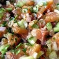 Tartare de saumon à l'huile de homard