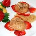 Testicules  de dindon sur carpaccio de fraises