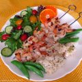 Brochettes de crevettes aux agrumes +