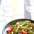 Salade de lentilles, tomates et basilic