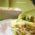 Risotto aux choux de Bruxelles et petits lardons