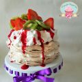 Pavlova chocolat, fraise kiwi