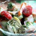 Salade de goberge et artichauts, vinaigrette à l