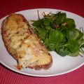 Tartine jambon-fromage / salade de pourpier
