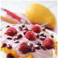 Pavlova à la purée de mangue.